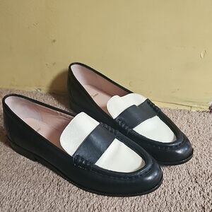 J. Crew Black and White Two-Tone Leather Penny Loafers